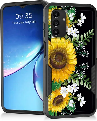 Miniatura 85 de Funda para Galaxy A14 5G, resistente de doble capa híbrida de policarbonato duro, goma suave, a prueba de golpes, funda protectora resistente