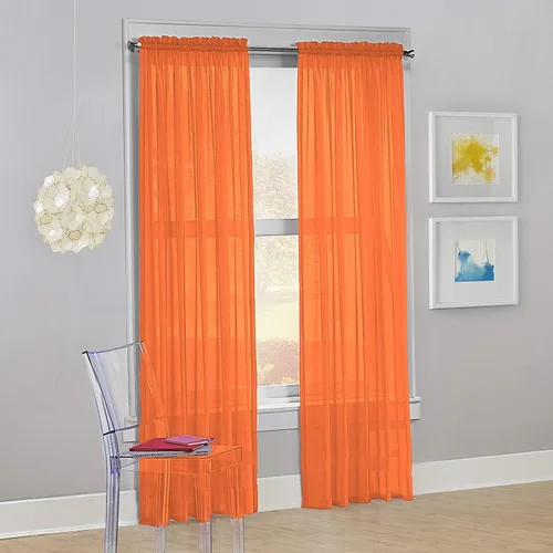 Miniatura 5 de Decotex - Juego de 2 cortinas transparentes de gasa para ventana. Rosa claro