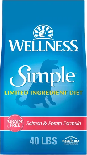 Wellness Simple - Alimento seco para perros con ingredientes limitados para estómagos sensibles, apoya la piel y el pelaje, sin granos, natural,