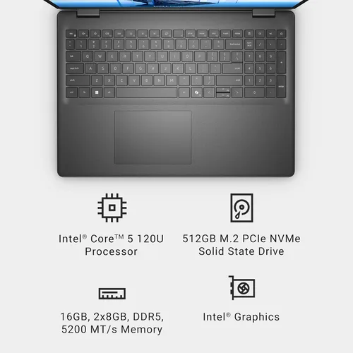 Miniatura 2 de Dell 16 portátiles DC16250-16.0 pulgadas 16:10 FHD+ pantalla táctil, procesador Intel Core 5 120U, 16 GB DDR5 RAM, 512 GB SSD, gráficos Intel