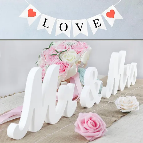 Miniatura 4 de Mr and Mrs Signs - Decoración de mesa de boda, letras independientes de madera para accesorios de fotos, decoración rústica, regalo de fiesta