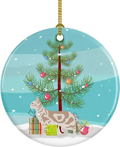 Miniatura 75 de Caroline's Treasures Adorno de cerámica con texto en inglés "Merry Christmas" para colgar en el árbol de Navidad, decoración para el hogar, Navidad