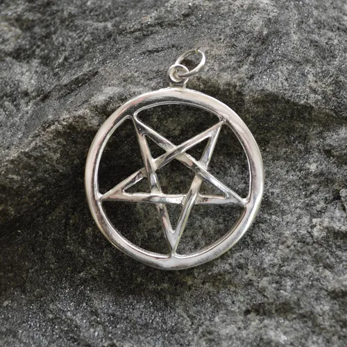 Miniatura 5 de Colgante de pentagrama de pentáculo invertido de plata de ley, Metal, No es una piedra preciosa
