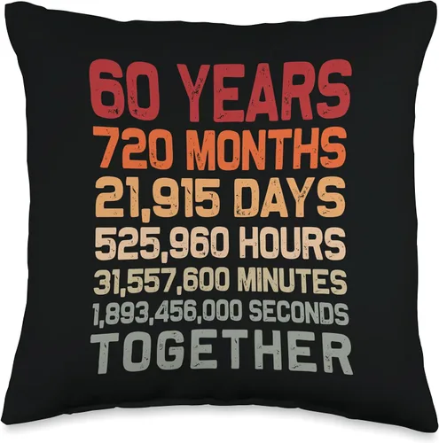 Miniatura 5 de Par 60th Anniversary Gifts Co. Retro 60 Years Together Cool 60th Couple - Cojín para el aniversario de boda, 17.7 x 17.7 in, multicolor