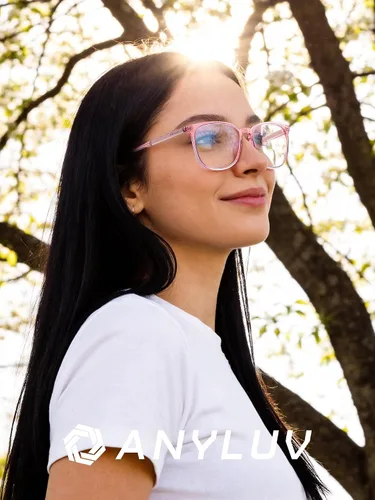 Miniatura 2 de ANYLUV Gafas de luz azul para mujeres y hombres, lentes de bloqueo de luz azul para mujer, anteojos de computadora antifatiga ocular Claro/rosa