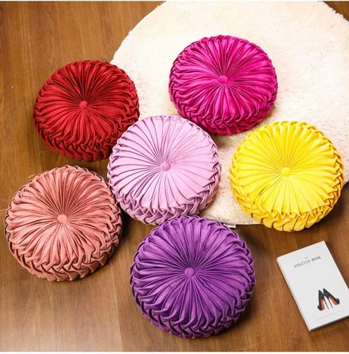Miniatura 6 de HLOVME Cojín Decorativo para Sofá de Calabaza 3D Redondo de Terciopelo para Sofá Cama Silla Suelo 15"X15", Amarillo