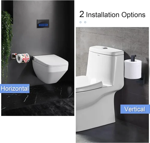 Miniatura 3 de TQKAG Soporte de papel higiénico negro mate SUS304 de acero inoxidable, moderno soporte de rollo de papel higiénico cuadrado para montaje en pared
