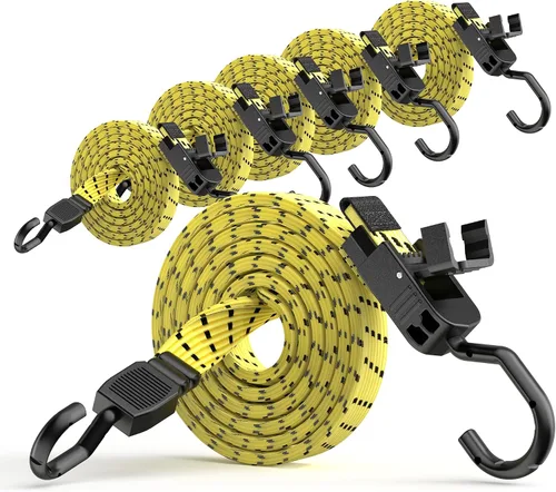 Miniatura 8 de Cuerdas elásticas resistentes para exteriores, cuerdas elásticas largas y ajustables con ganchos planos, correas elásticas de goma de alta