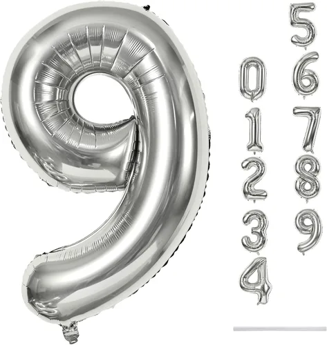 Miniatura 34 de Globo dorado champán con el número 5, globos de aluminio autoinflables grandes de 40 pulgadas del 0 al 9, globo de helio digital 5 dorado claro