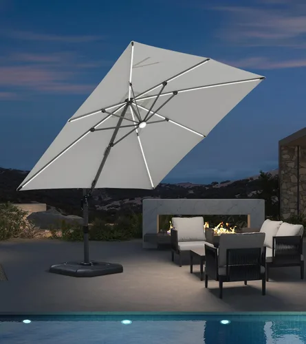 Miniatura 17 de PURPLE LEAF Sombrilla de Patio de 8 Pies para Exteriores Sombrilla Cantilever Cuadrada de Aluminio Sombrilla Offset con Rotación de 360 Grados