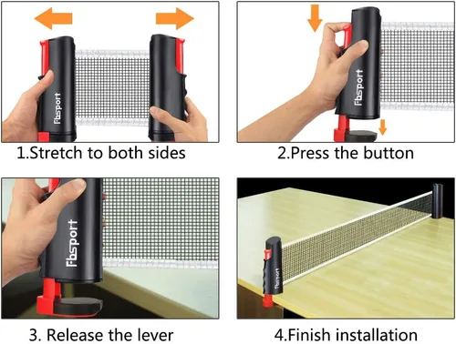 Miniatura 8 de FBSPORT Juego de paletas de ping-pong, juego de tenis de mesa portátil con red retráctil, raquetas, pelotas y bolsa de transporte