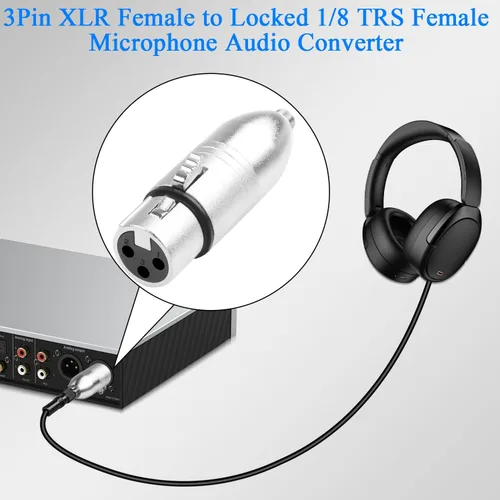 Miniatura 3 de QIANRENON XLR a bloqueo TRS 0.138 in micrófono conector 3pin XLR hembra a bloqueado 1/8 TRS hembra adaptador de audio equilibrado X-L-R a