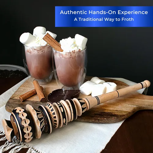 Miniatura 7 de Auténtico espumador artesanal de chocolate caliente Molinillo (grande) - Batidor de madera hecho a mano para chocolate caliente mexicano - Wisk