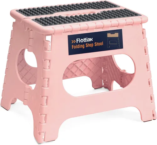 Miniatura 17 de Flottian Taburete plegable de 9 pulgadas para adultos y niños con capacidad para hasta 300 libras, taburetes plegables antideslizantes con asa