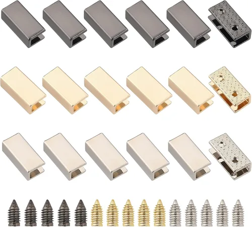 WADORN 18 juegos de puntas de cinturón de metal con tornillos, bolsa de 0.75 pulgadas/0.748 in de ancho, hebillas decorativas para correas de bolso,