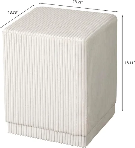 Miniatura 3 de Joveco Taburete otomano cuadrado tapizado de terciopelo, taburete de maquillaje para dormitorio, sala de estar (terciopelo blanco crema)