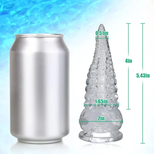 Miniatura 5 de Consolador tentáculo anal transparente con ventosa, consolador realista transparente para estimulación de próstata para el punto G, tapón anal