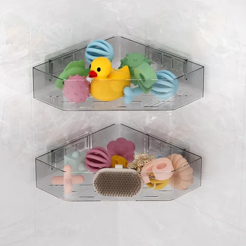 Miniatura 11 de Natheeph Organizador de juguetes de baño, paquete de 2, soporte transparente de almacenamiento de juguetes de baño de gran capacidad con agujeros