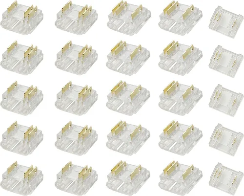 Conector de tira LED de 3 pines, kit sin soldadura CCT COB de 0.394 in, paquete de 25 | Juntas de tira a tira y tira a cable, para cables 22 AWG, se