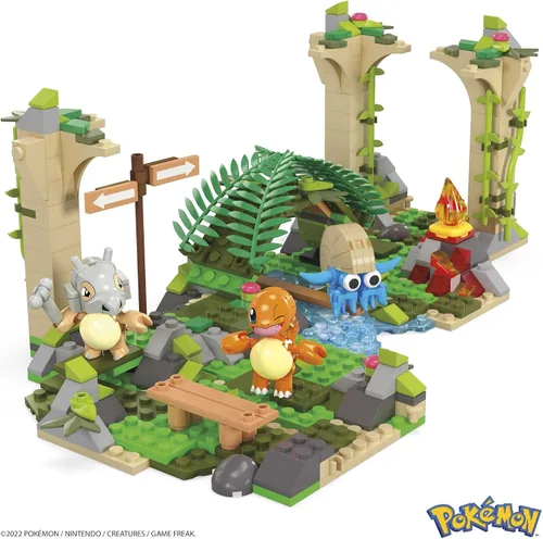 Miniatura 2 de MEGA - Figura de acción de Pokémon, juguete de construcción, ruinas de la selva con 464 piezas, movimiento y 3 personajes, Cubone Charmander