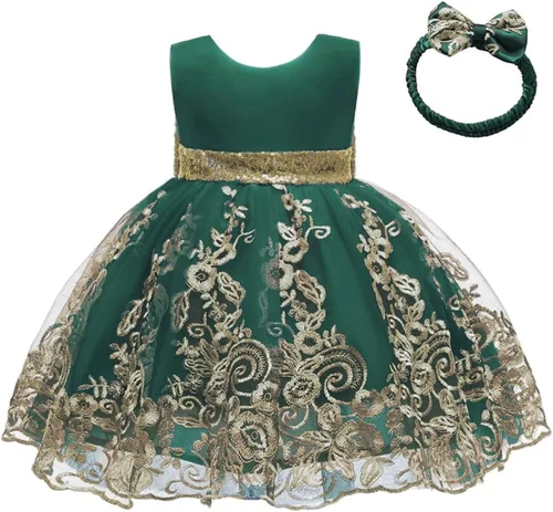 Miniatura 43 de CMMCHAAH - Vestidos de encaje para concursos de niñas bebés de 0-6 años, vestido formal para fiestas con diadema