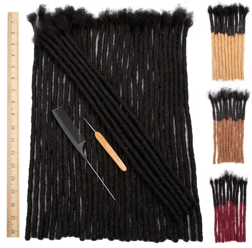 Miniatura 39 de DAIXI 0.2cm y 0.4cm y 0.6cm y 0.8cm de grosor 4-18 pulgadas 10 hebras extensiones de rastas de cabello humano 100% real para hombres/mujeres