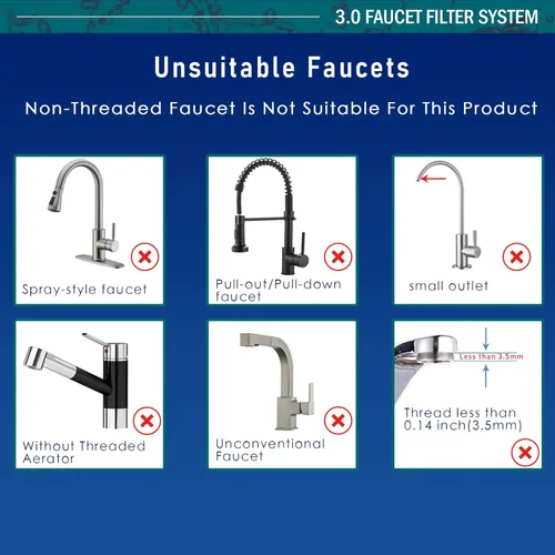 Miniatura 9 de Filtro de agua para fregadero de baño de larga duración. Elimina el 99% del cloro y metales pesados. Suavizante de agua dura. Purificador