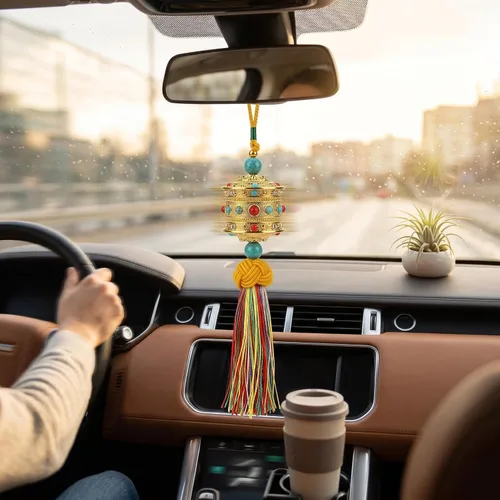 Miniatura 2 de Elegante colgante de aleación budista de oración Feng Shui para coche, adorno colgante para espejo retrovisor para buena suerte, riqueza