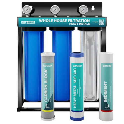 Miniatura 9 de Sistema de Filtro de Agua de 3 Etapas para Toda la Casa Nu Aqua con Manómetros de Presión – Sistema de Filtración de Agua para el Hogar de 20" x