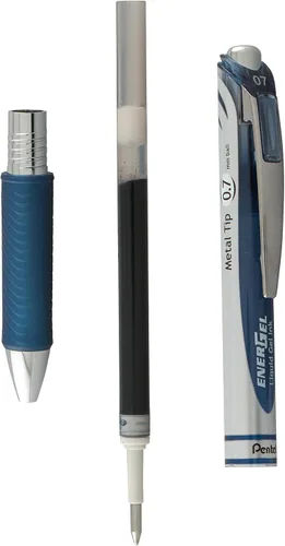 Miniatura 5 de Pentel EnerGel RTX - Bolígrafo de gel líquido retráctil (¹/₃₂ pulgadas), punta de metal, línea mediana, tinta azul marino, paquete de 2