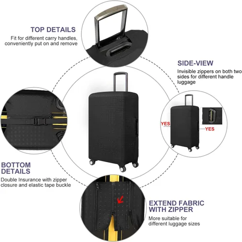 Miniatura 2 de 7-mi Maleta de Viaje Protector Maleta Funda Funda 18"-28" protector de manga de equipaje, Negro