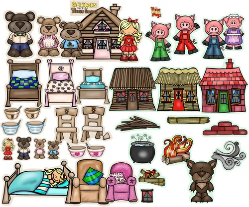 Miniatura 6 de Juego de historias de tres cerditos pequeños, figuras de tablero de fieltro de franela, 13 piezas precortadas más páginas de actividad, niños