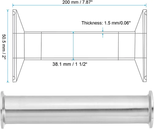Miniatura 2 de PATIKIL Tubo de tres abrazaderas de diámetro exterior de 1 1/2 pulgadas, tubo sanitario de carrete con brida de virola de 1.988 in