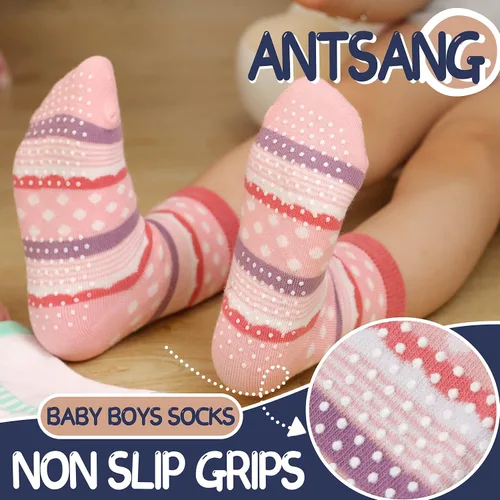 Miniatura 3 de ANTSANG Calcetines de algodón a rayas de unicornio para bebés, niñas y niños pequeños