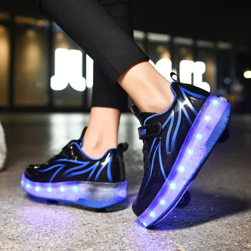 Miniatura 4 de Qneic Zapatillas de ruedas recargables por USB, zapatos de patinaje con ruedas para niños y niñas, zapatos iluminados para niños
