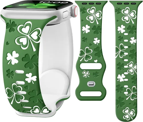 Clovers Lucky Gifts - Correas de reloj compatibles con Apple Watch para mujer de 1.654 pulgadas (1.654 pulgadas), 1.614 pulgadas, 1.575 pulgadas,