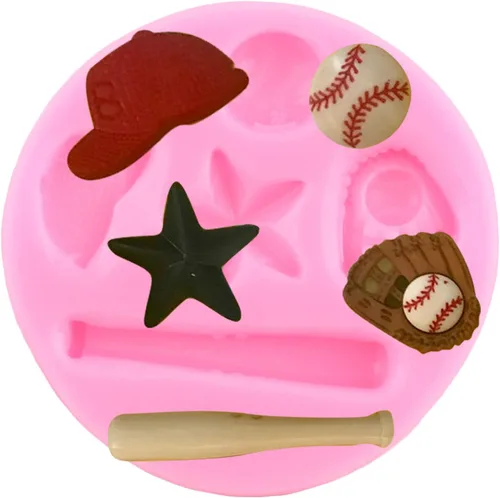 Miniatura 7 de ZiXiang Moldes de silicona para béisbol, bate de béisbol, guante, sombrero, fondant, baloncesto, fútbol, rugby, chocolate para decoración