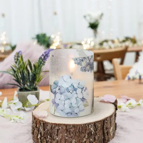 Miniatura 2 de Velas de Cristal de Hortensias Sin Llama con Temporizador Remoto Operadas con Batería Velas LED Parpadeantes de Pilar de Cera Real Decoración