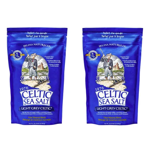 Sal marina gruesa celta gris claro, bolsa de 1 libra - Paquete de 2