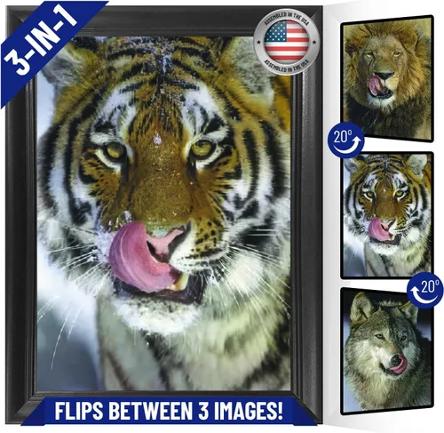 Miniatura 9 de Póster 3D de león, tigre y lobo con lengua hacia fuera 11.8 x 15.7 pulgadas Pósteres e imágenes de animales salvajes Regalos de recuerdos