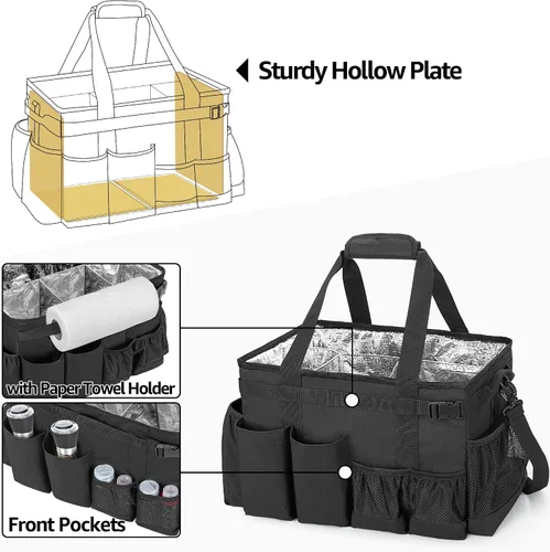 Miniatura 3 de HODRANT Organizador grande para utensilios de parrilla con soporte para toallas de papel, organizador de bolsa de picnic al aire libre