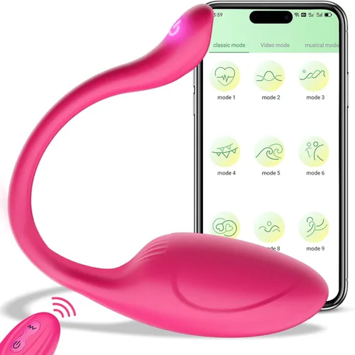 Pink Fun - Vibrador con control remoto para el punto G, con Bluetooth de larga distancia, recargable, para adultos, más de 10 vibraciones para rosa