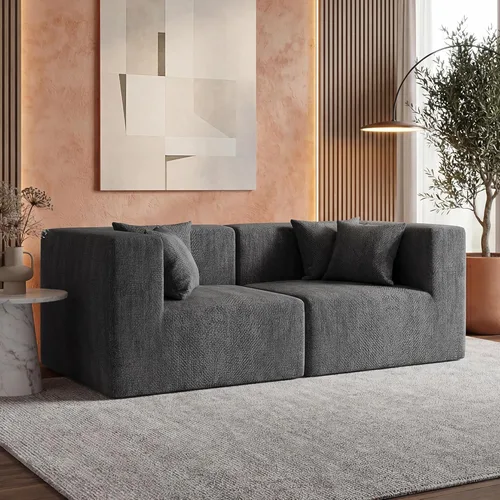 Miniatura 13 de MONVANE 55.5" Convertible Loveseat Sofa, 2-in-1 Boneless Sleeper Sofa Bed Futon Couch with Storage Pocket, Comfy Chenille Deep Seat Boneless Couch