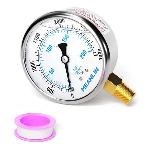 Miniatura 34 de MEANLIN MEASURE - Manómetro de vacío de presión -30inHG~0Psi, esfera con cara de 2.5 pulgadas, NPT de 1/4 de pulgada, manómetro de acero inoxidable