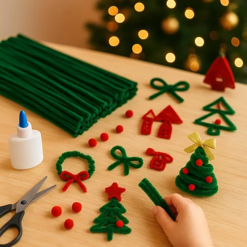 Miniatura 5 de Limpiadores de pipas para manualidades, 200 unidades, color verde oscuro, 0.23" x 12" pulgadas, de felpa de Navidad, tallos de chenilles, limpiador