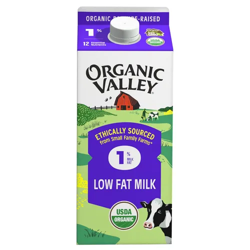 Organic Valley Leche orgánica ultra pasteurizada baja en grasa 1%