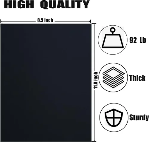Miniatura 2 de Baisunt 20 hojas de cartulina negra de 250 g/m²/92 lb, papel grueso en blanco para proyectos de arte DIY, álbum de recortes, elaboración de tarjetas