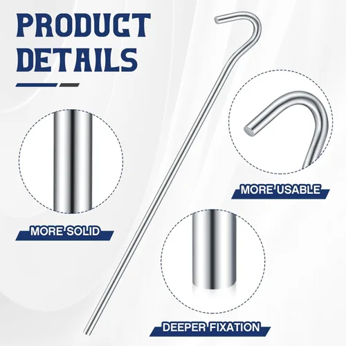 Miniatura 3 de Blulu 100 estacas de metal resistentes de 7 pulgadas, estacas galvanizadas de metal para tienda de campaña, estacas de jardín para jardín, valla
