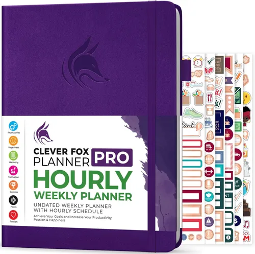 Miniatura 13 de Clever Fox Agenda PRO - Agenda semanal y mensual sin fecha con ranuras de tiempo, libro de citas y organizador diario, A4 (gris)