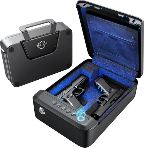 ONNAIS Caja fuerte portátil recargable de aleación SE, caja fuerte biométrica para pistolas, caja fuerte de huellas dactilares para armas de mano